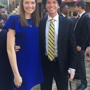 Blue Ruffled Sleeve Dress